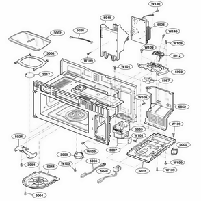 Interior Parts 1 Diagram and Parts List for 63769 ABKESEA LG Range