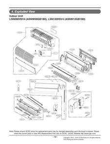 Indoor Unit Diagram and Parts List for ASNW12GB1B0 AWHBEUS LG Air Conditioner