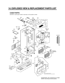 Case Parts Diagram and Parts List for GR-L268LSJM ASTCNA3 LG Refrigerator