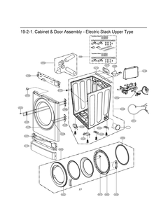 Cabinet And Door Assembly Diagram and Parts List for GDP1329QEW ABWEELC LG Dryer