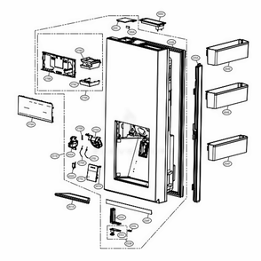 R-Room Door Part 1 Diagram and Parts List for URNTS3106N AGRCNA1 LG Refrigerator