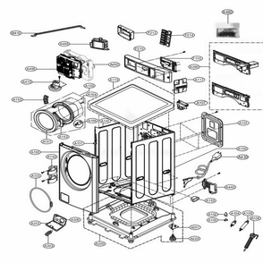 Cabinet And Control Panel Assembly Diagram and Parts List for GCWL1069CS1 ABWEELC LG Washer