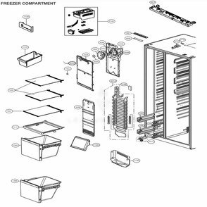 Freezer Compartment Diagram and Parts List for LRSES2706V APZCNA1 LG Refrigerator