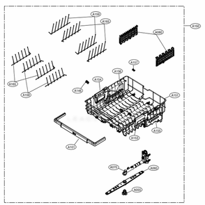 Upper Rack Assembly Diagram and Parts List for LDT7808ST ASTESNA LG Dishwasher