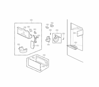 Dispenser Parts Diagram and Parts List for 79570323312  Kenmore Refrigerator