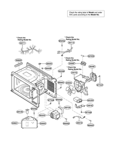 Interior Parts Diagram and Parts List for LRM1250W01  LG Microwave