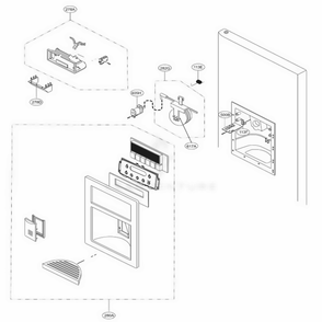 Dispenser Parts Diagram and Parts List for 78412 ASWCSEC LG Refrigerator