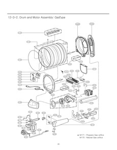 Drum And Motor Assembly Diagram and Parts List for RN1385A ABWEEUS LG Dryer