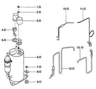 Compressor Parts Diagram and Parts List for 58073093300  Kenmore Air Conditioner