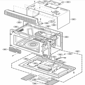 Oven Cavity Parts Diagram and Parts List for DOTRC17SSC ASBEDOC LG Range