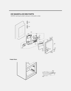 Ice Maker And Ice Bin Parts Diagram and Parts List for GR-J298LSJM ASTCNA1 LG Refrigerator