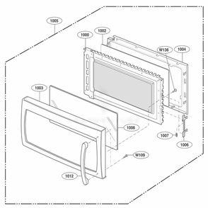 Door Parts Diagram and Parts List for MMV5186AAQ ABSEMTG LG Range