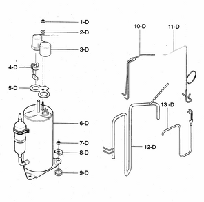 Compressor Parts Diagram and Parts List for 58072083200  Kenmore Air Conditioner