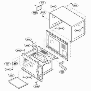 Oven Cavity Parts Diagram and Parts List for DES11EA AGRQMTR LG Range