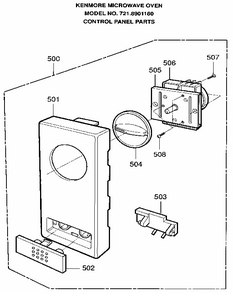 Control Panel Diagram and Parts List for 7218901180  Kenmore Microwave