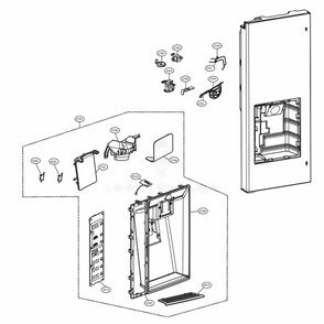 Dispenser Parts Diagram and Parts List for LMXS30746S ASTCNA1 LG Refrigerator