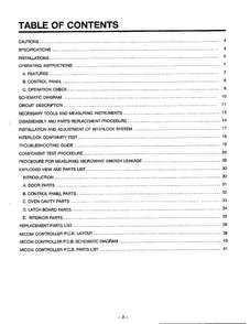 Table Of Contents Diagram and Parts List for MA-880MW  LG Microwave