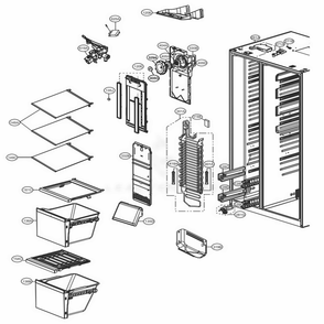 Freezer Compartment Diagram and Parts List for 51853 ASTCSE0 LG Refrigerator