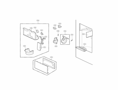 Dispenser Parts Diagram and Parts List for 79570333410  Kenmore Refrigerator