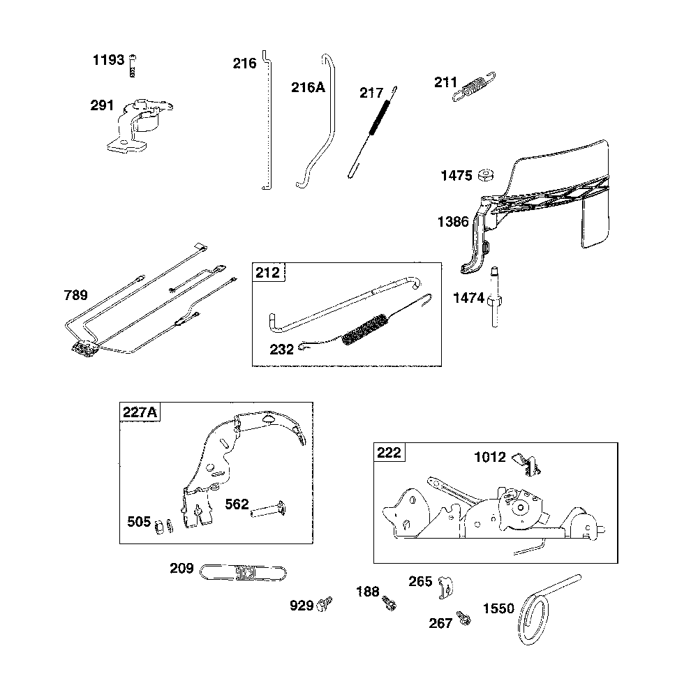 Controls Diagram and Parts List for 17ADFACW093  MTD Lawn Mower
