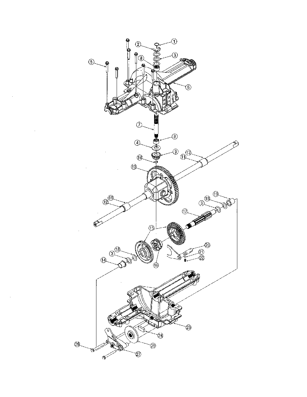 Differential Diagram and Parts List for 13AX605H730  MTD Lawn Tractor