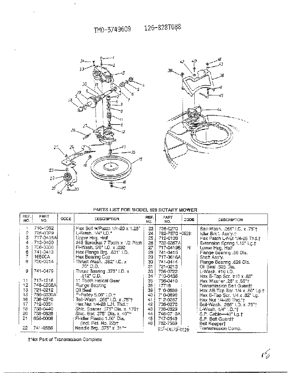 Form no. 770-96-2c page 4 Diagram and Parts List for 3749609  MTD Lawn Mower