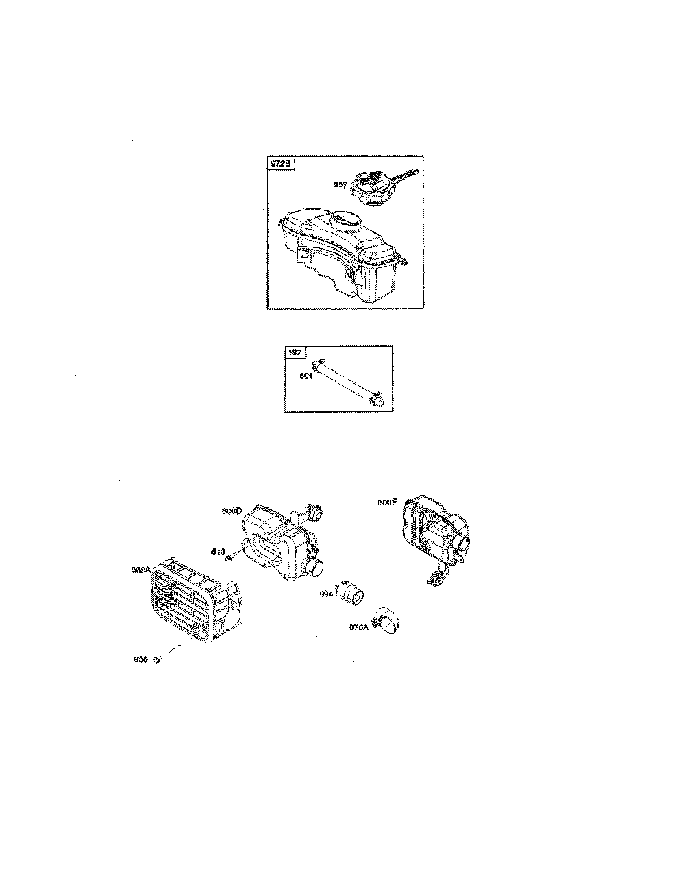 Fuel tank/muffler Diagram and Parts List for 11B-B28S799  MTD Lawn Mower