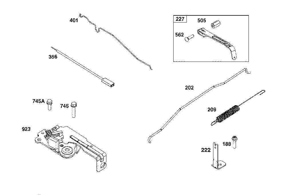 Controls Diagram and Parts List for 12ABR2BK793  MTD Lawn Mower