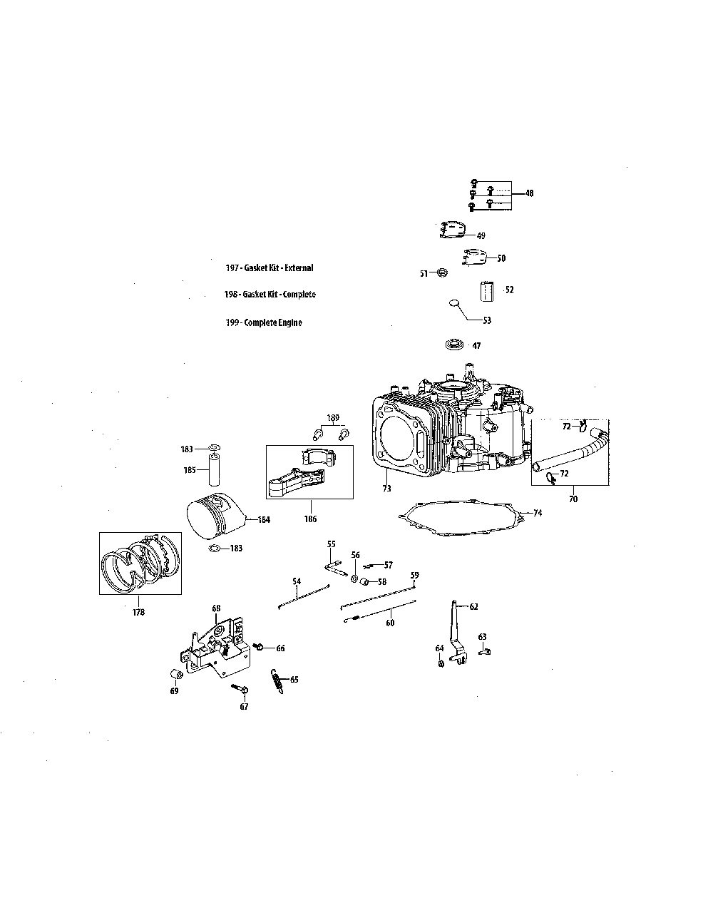 Crankcase Diagram and Parts List for 13B226JD299  MTD Lawn Mower