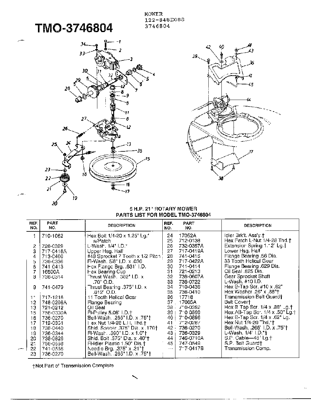 5hp 21" rotary mower page 4 Diagram and Parts List for 3746804  MTD Lawn Mower