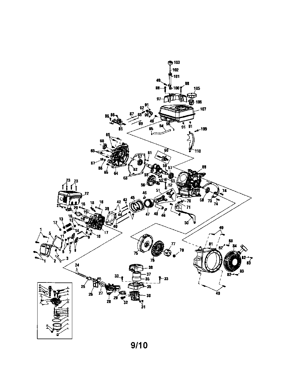 Engine Diagram and Parts List for 752Z170-V0A  MTD Engine