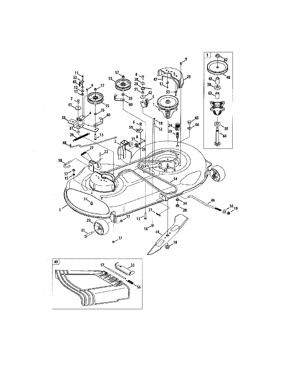 46" deck Diagram and Parts List for 13AL795T057  MTD Lawn Tractor