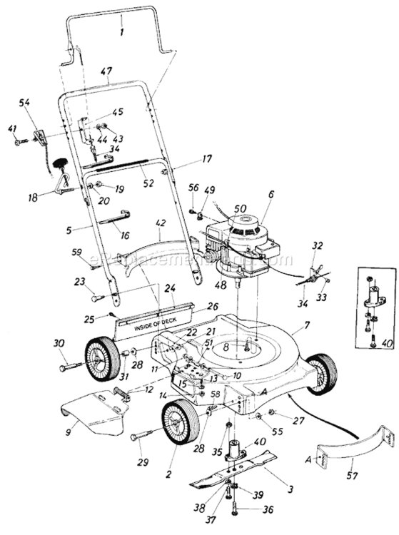 Page A Diagram and Parts List for 053 1987 MTD Lawn Mower