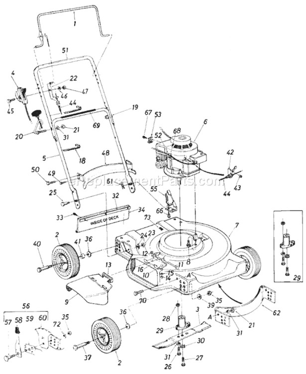 Page A Diagram and Parts List for 062-023 1987 MTD Lawn Mower