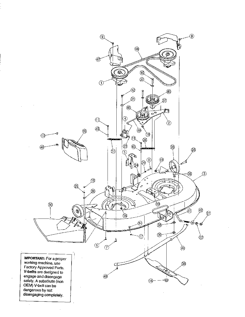 42" deck Diagram and Parts List for 13AN771G731  MTD Lawn Tractor