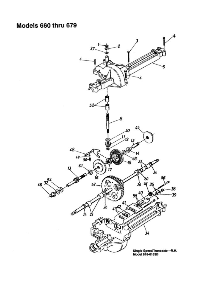 Transmission Diagram and Parts List for 667  MTD Lawn Tractor