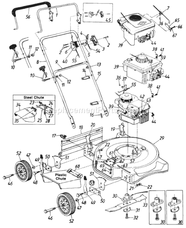 Page A Diagram and Parts List for 082R335 1989 MTD Lawn Mower