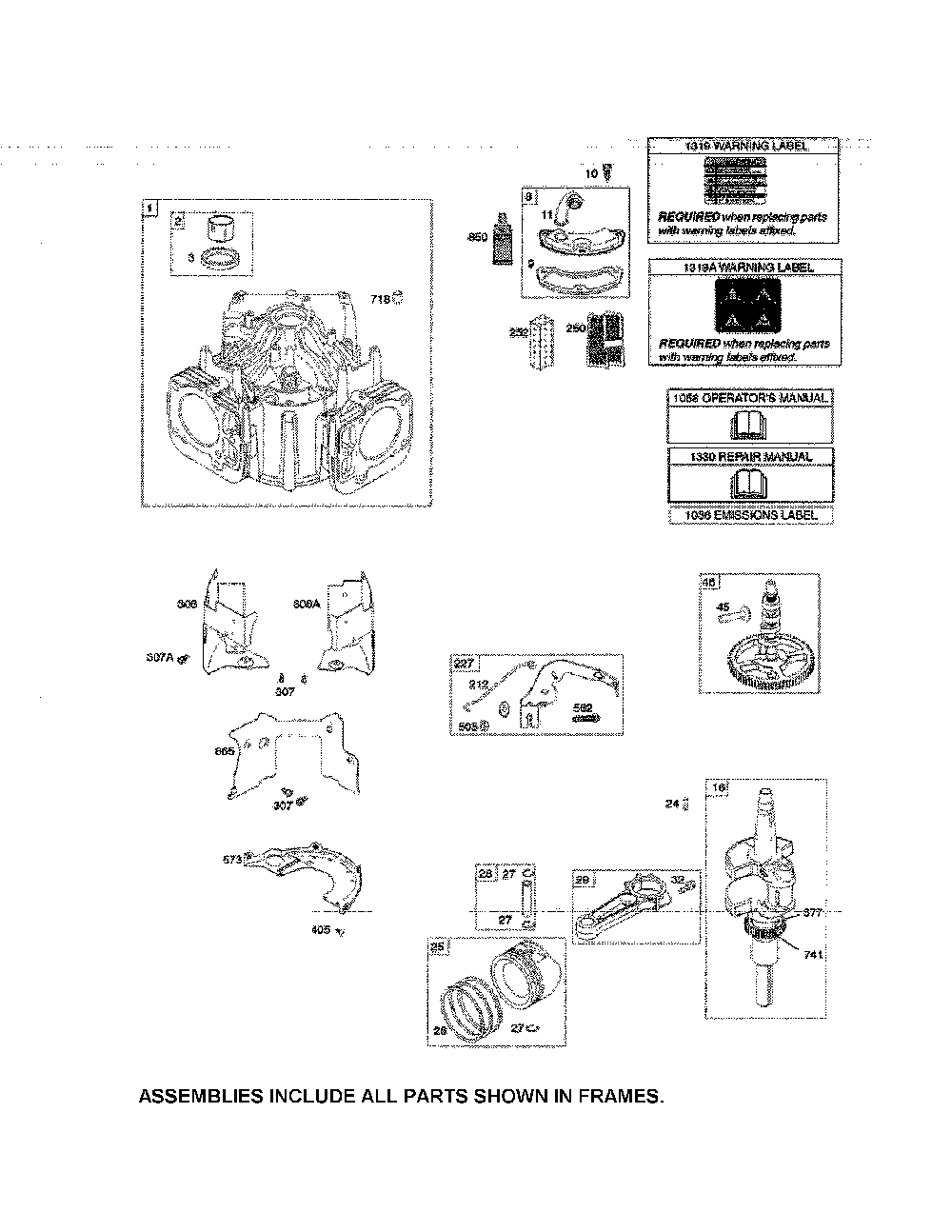 Cylinder/crankshaft/camshaft Diagram and Parts List for 17BKCACS099  MTD Lawn Mower