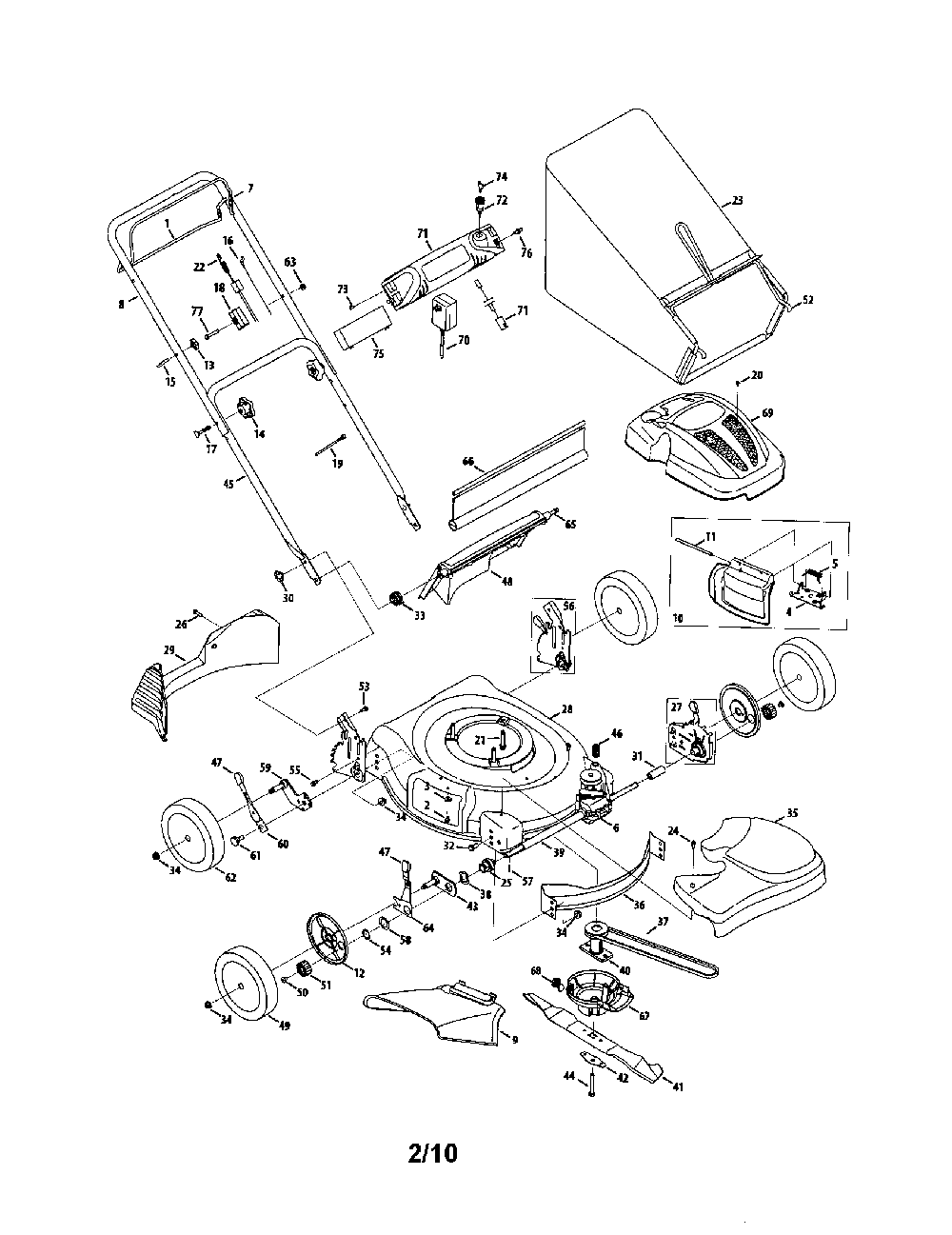 Lawn mower Diagram and Parts List for E46J  MTD Lawn Mower