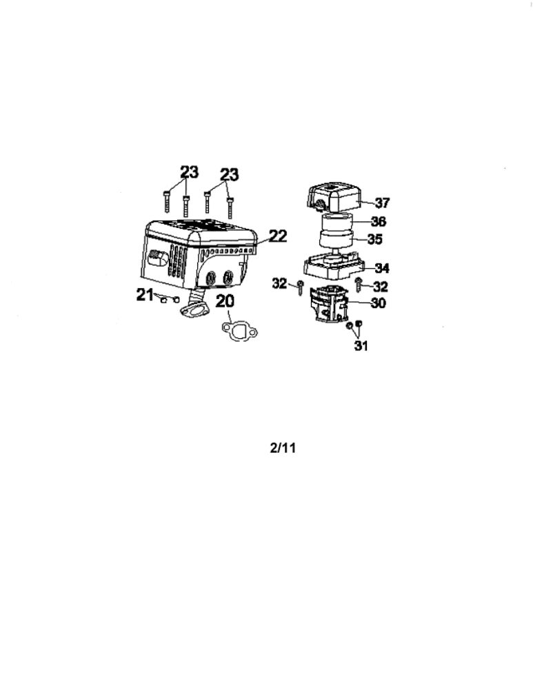 Muffler Diagram and Parts List for 952Z170-V0B  MTD Engine