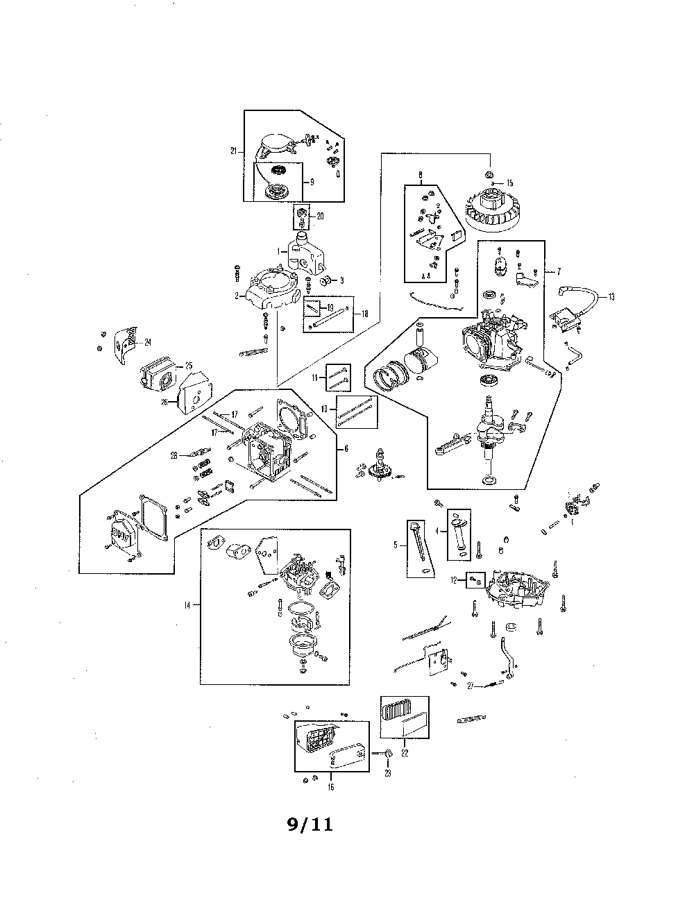 Engine Diagram and Parts List for 1P61  MTD Engine