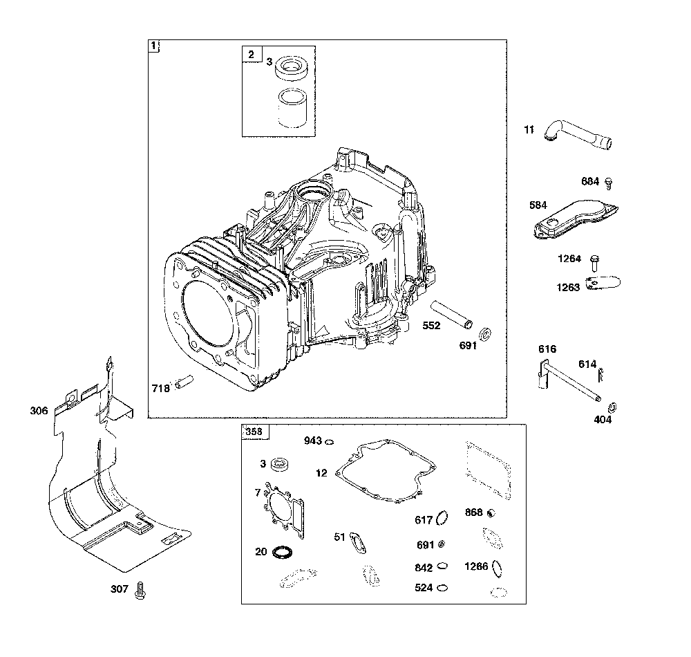 Cylinder Diagram and Parts List for 13AL79XT093  MTD Lawn Tractor
