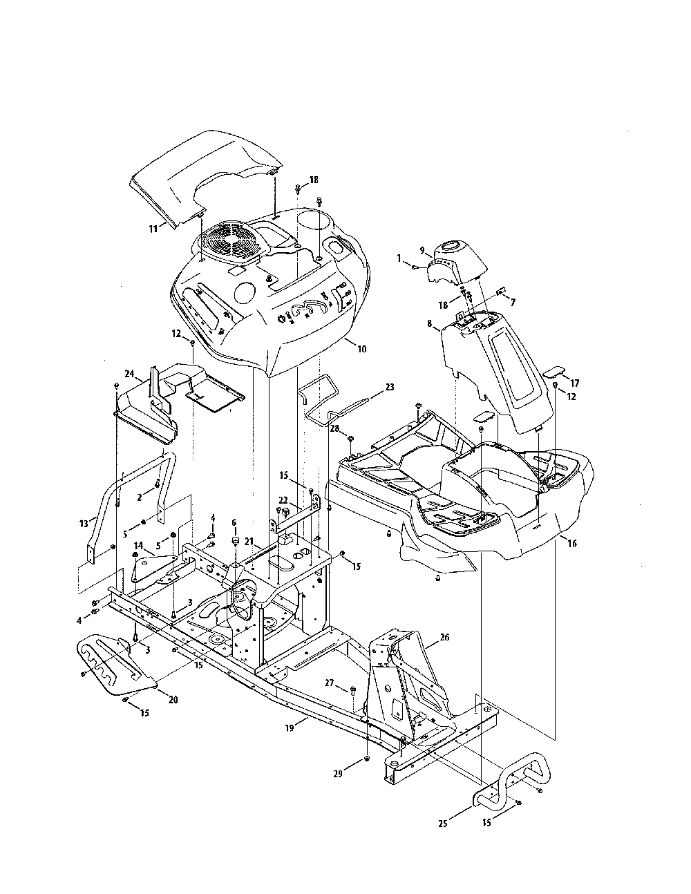 Fender/frame Diagram and Parts List for 13B226JD299  MTD Lawn Mower