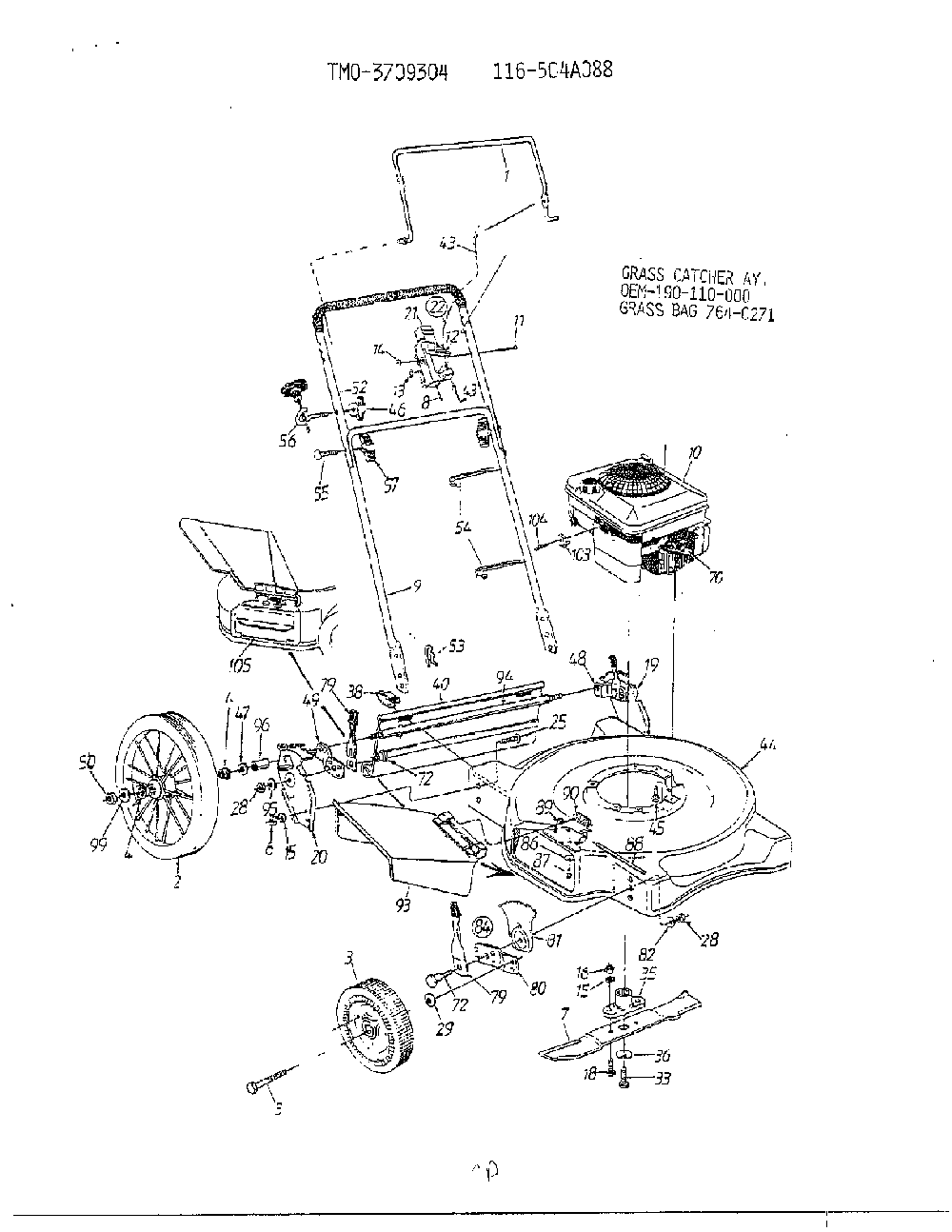 Form no. 770-96-1b Diagram and Parts List for 3709304  MTD Lawn Mower