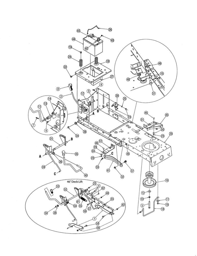 Frame Diagram and Parts List for 13AC762F755  MTD Lawn Tractor
