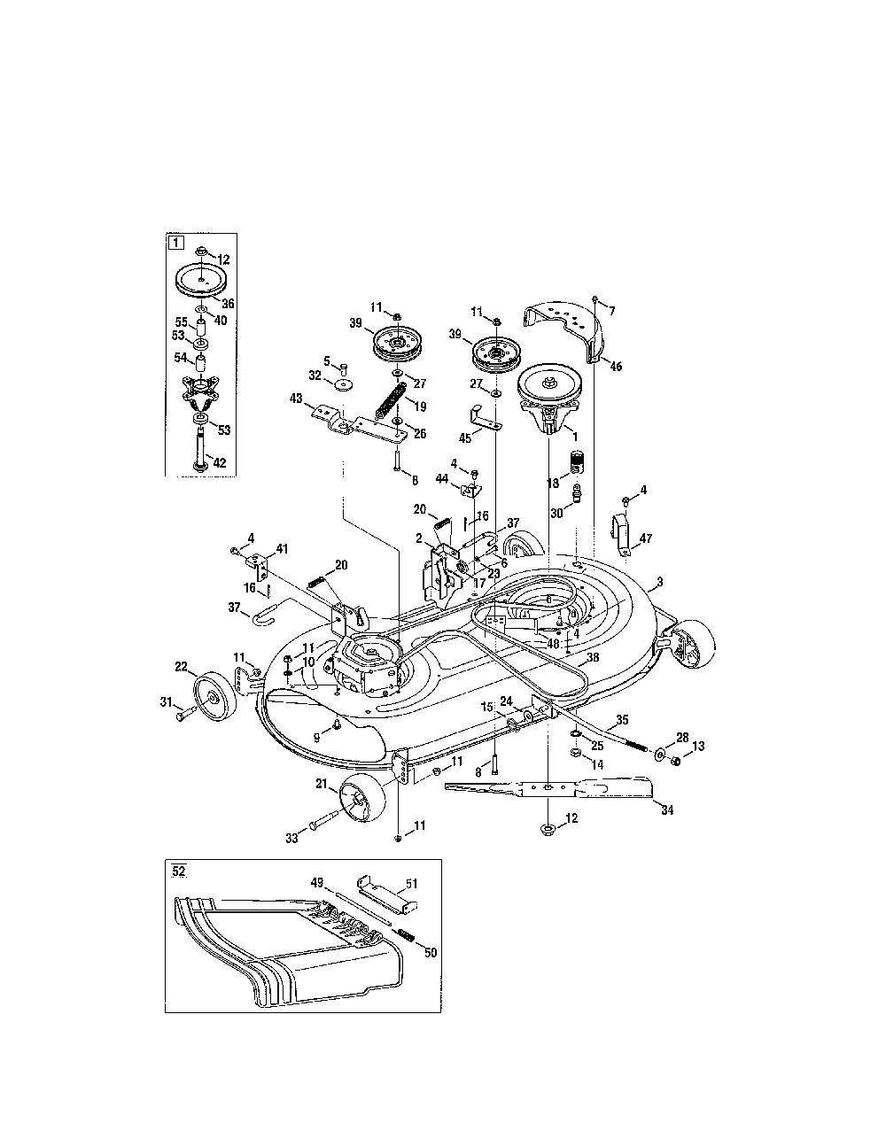 Deck Diagram and Parts List for 13AR91PT299  MTD Lawn Tractor