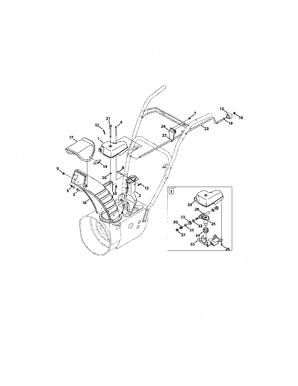Extended chute Diagram and Parts List for 31AH64FG731  MTD Snow Blower