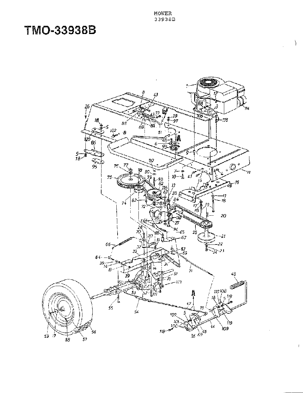 42" lawn tractor page 5 Diagram and Parts List for 33938B  MTD Lawn Mower