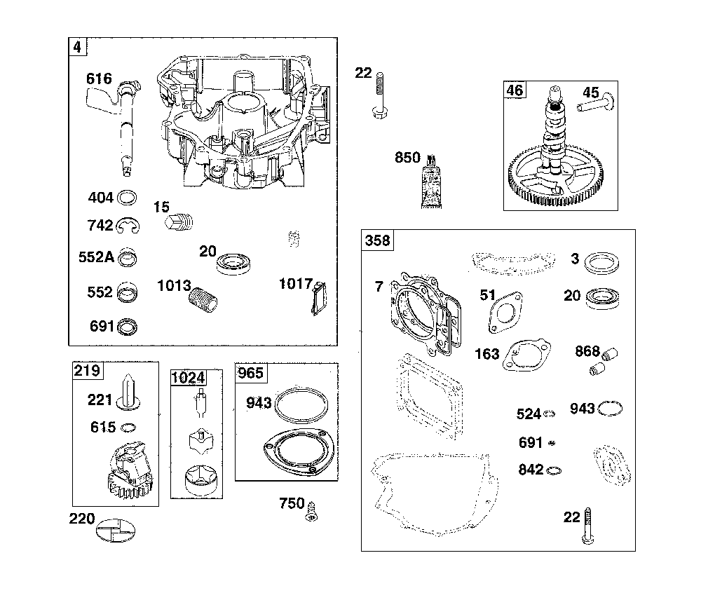 Crankcase cover/sump Diagram and Parts List for 17ADFACS093  MTD Lawn Mower