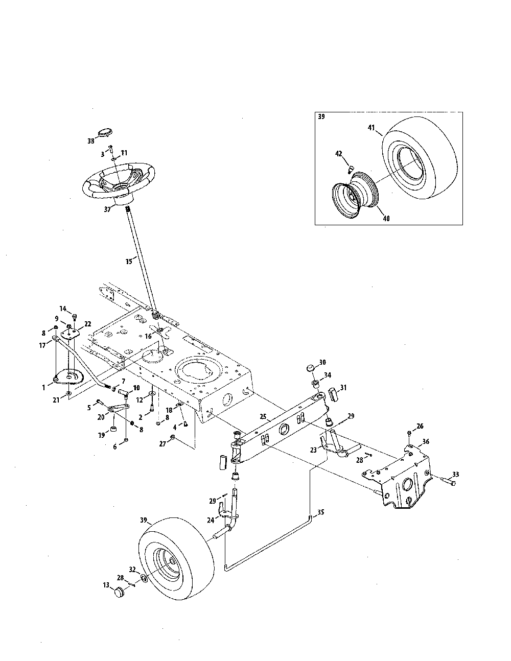 Steering Diagram and Parts List for 13AL79XS099  MTD Lawn Tractor